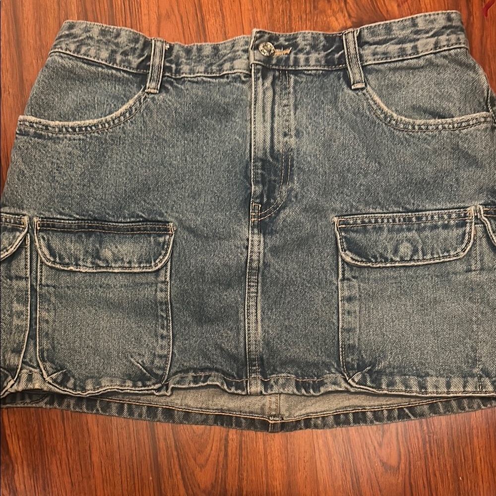 Denim Mini Skirt with Pockets